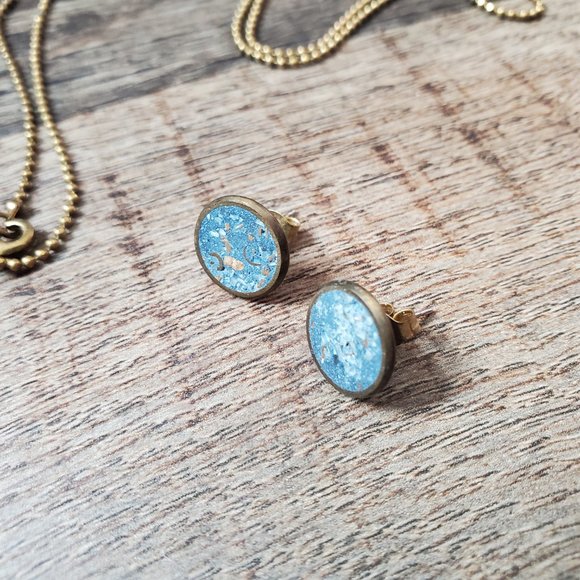 Jewelry - Hand-crafted blue concrete earrings